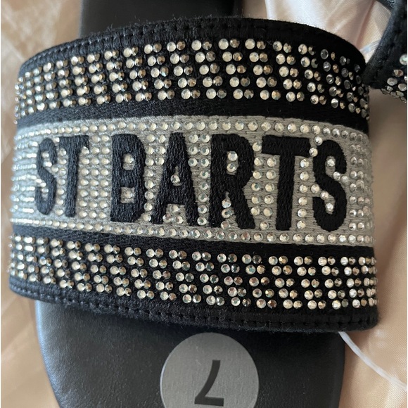 Chic Top Moda NWT Rhinestone ST. BARTS Slip-On Flat SANDALS size 7 - Picture 3 of 10
